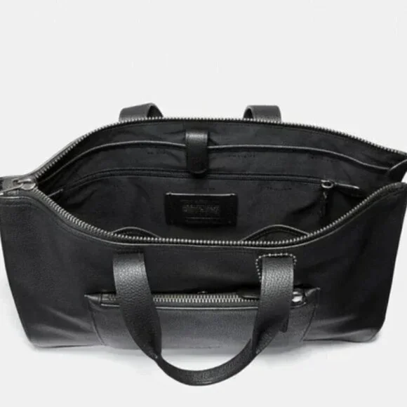 Coach Metropolitan Soft Briefcase Black Leather Laptop Bag Crossbody Slim Pocket - Picture 12 of 16